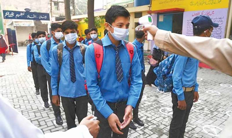 students at school gate